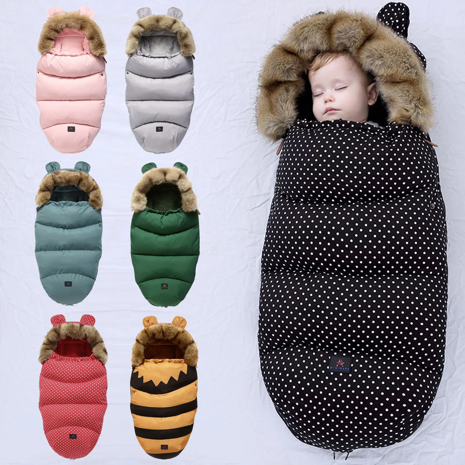 

Windproof Warm Baby Stroller Footmuff Foot Cover Sleeping Bag with Detachable Hood for Infant Pushchairs Accessories