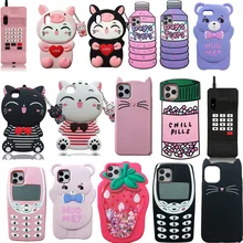 Para o iphone 5 5S 5c se 6s plus 3d caso de silicone macio telefone capa traseira pele escudo para iphone 7 8 plus x xs xr 11 pro max caso