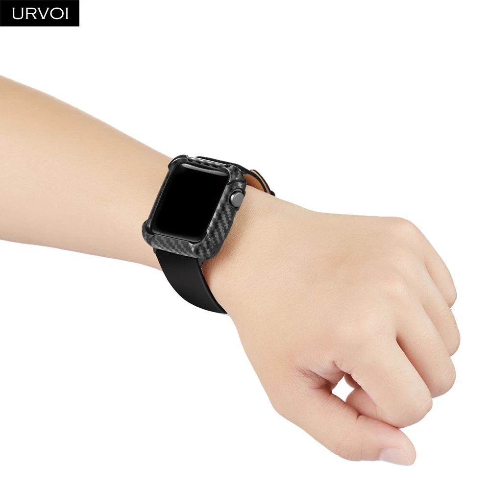 URVOI крышка для Apple Watch серии 6 SE 5 4 3 2 TPU чехол печатание углеродного волокна бампер