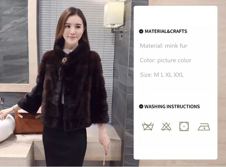 inverno новая полностью из норки шуба moda curto parapagrafo em torno do pescocha das mulheres sete-ponto luva de норковая шуба