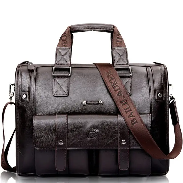 Weysfor Men PU Leather Black Briefcase Business Handbag Messenger Bags Male Vintage Shoulder Bag Men's Large Laptop Travel Bags size S