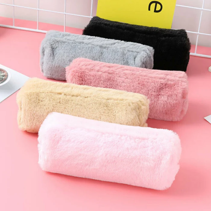 Girl Cute Pencil Case Plush Fuzzy Fluffy Makeup Coin Purse Storage Bag for Women High Quality