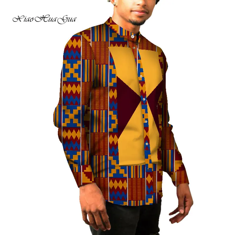 20 Африканская мужская одежда с длинным рукавом мужская рубашка 6XL Slim Fit рубашки Дашики Мужская африканская восковая штамповка Хлопковая мужская рубашка Повседневная wyn967 - Цвет: 20