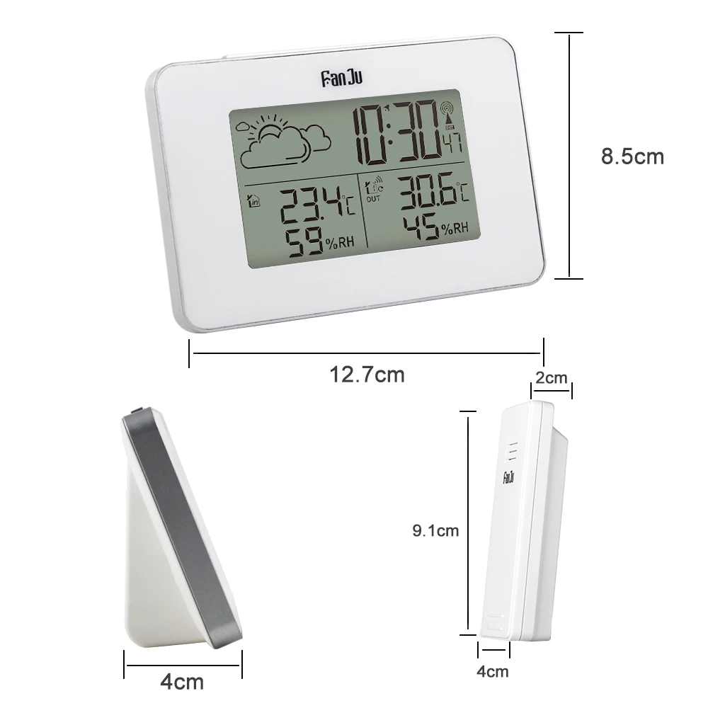 FanJu FJ3364 электронный цифровой Будильник беспроводной датчик гигрометр термометр ЖК-дисплей время метеостанция настольные часы