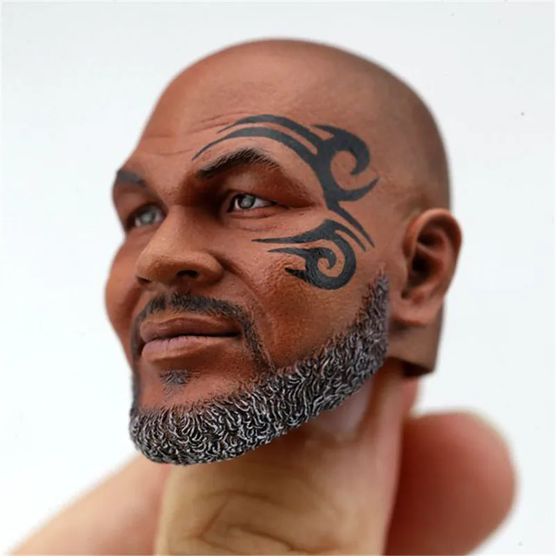 

1:6 Soldier Head Carvings Model Great Man Fight King Tyson Tattoo Pattern Head Sculpt Toy for 12in Action Figure