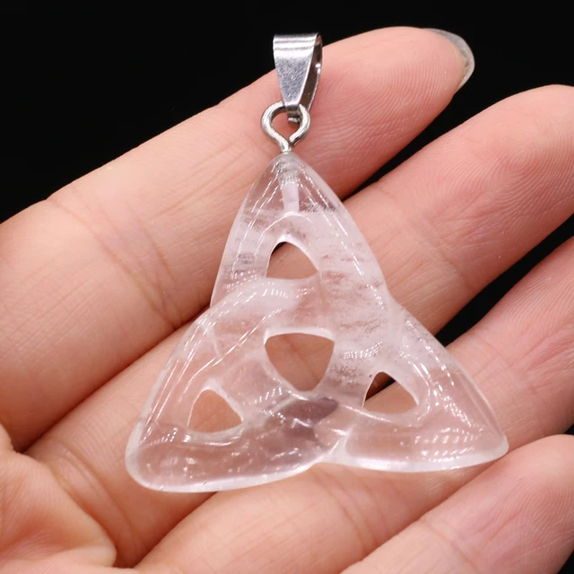 Triquetra Symbol Natural Stone Pendants Celtics Knot Agates Crystal for Jewelry Making DIY Women Necklace Earrings Crafts Clear Quartz
