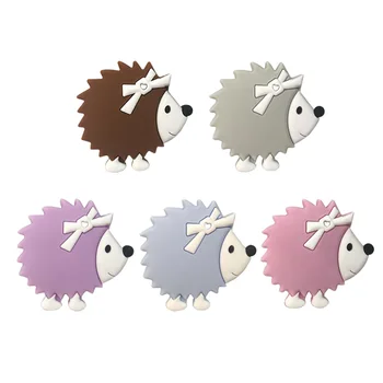 

10pcs/lot Hedgehog Silicone Teether Animal Cartoon Baby teething Necklace Chew Charms Baby Products Toddler Toys
