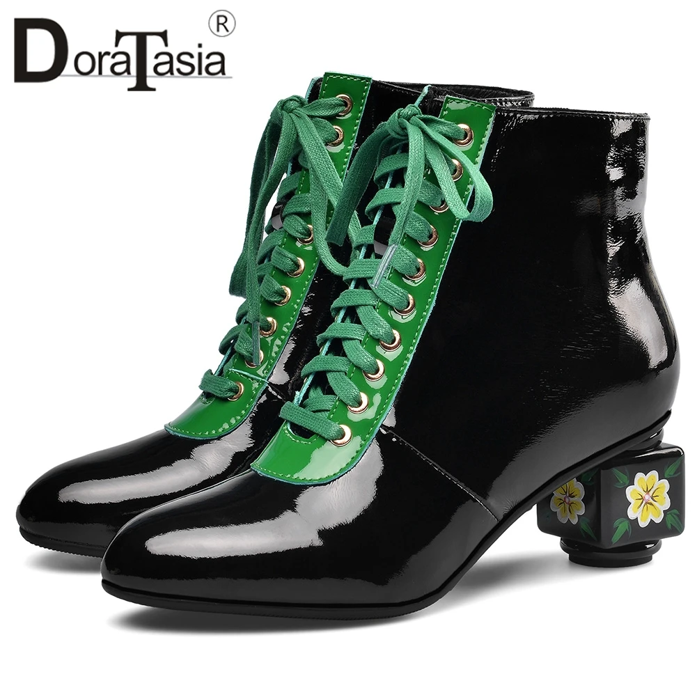 

DORATASIA New Luxury Brand Whole Genuine Leather Booties Strange Style Heels Ankle Boots Women 2019 Fashion Party Shoes Woman