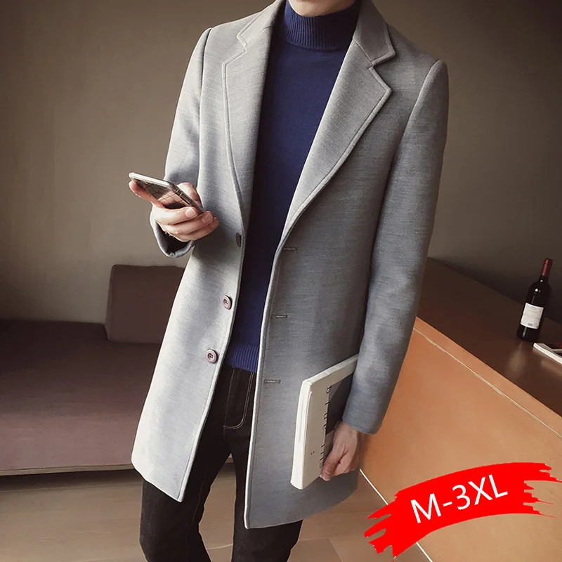 slim fit black overcoat