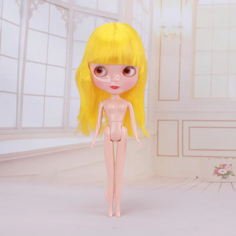 30 см шарнирные BJD куклы для девочек, модная Кукла Blyth, цветные волосы, сделай сам, макияж, Обнаженная кукла, наряды, игрушки для девочек, подарок - Цвет: doll (yellow hair)