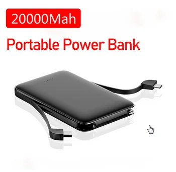

Free shipping Mobile Power Bank 20000mah Fast Charging Built in Cables External Battery Portable Charger