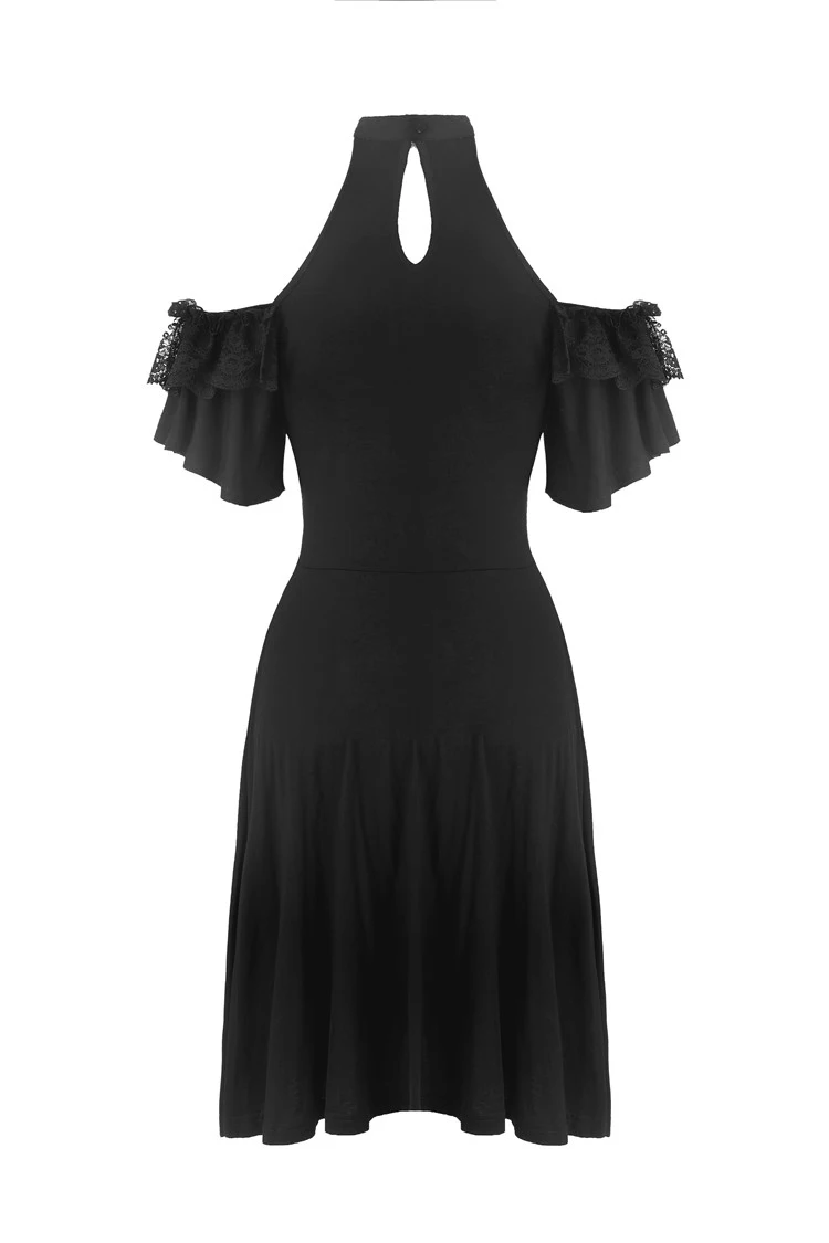 Darkinlove женское готическое черное маленькое платье с открытыми плечами DW299