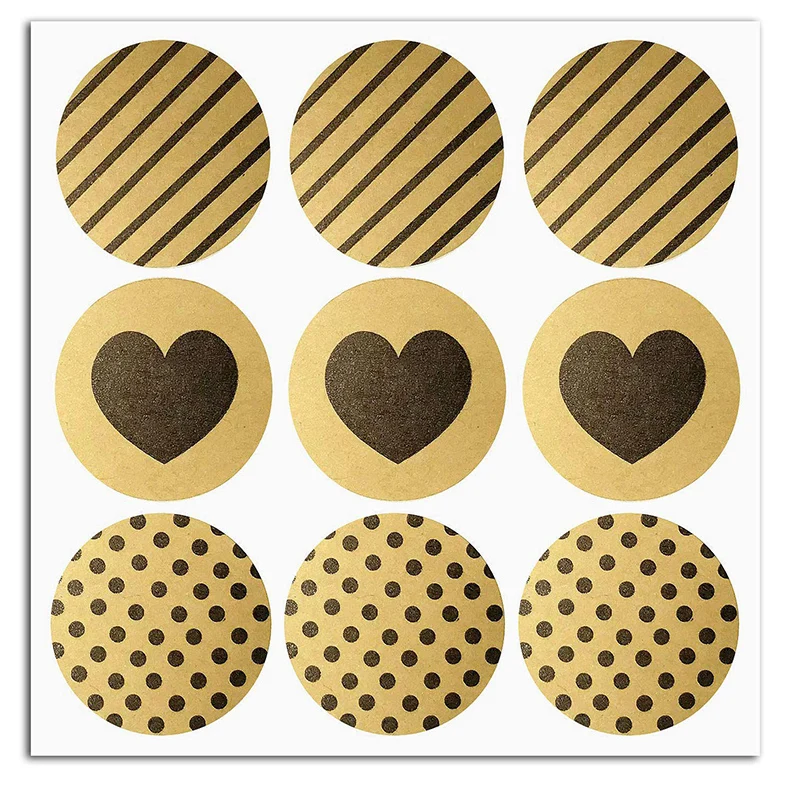 

180pcs/1.2Kraft Paper Round Envelope Seals Stickers Self-Adhesive Sealing Decorative Circle Dots Labels Circle Stickers Total