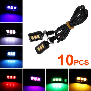 

10Pcs waterproof car motorcycle screw port LED car license plate lights red white ice blue amber motorcycle side emitting lights