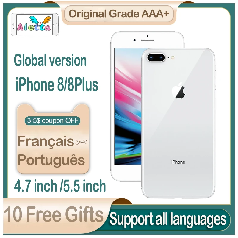 Apple – authentique smartphone iPhone 8 Plus débloqué, téléphone portable d'occasion, version globale, 4.7/5.5 pouces, 8 p
