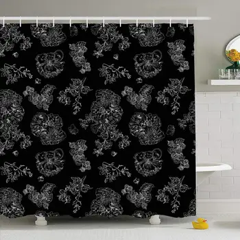 

Shower Curtain Set with Hooks 72x72 Floral Abstract Petal Spring with Pattern Peony Raspberries in Hand Wrapping White Nature