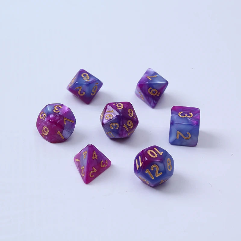

7pc/lot New Dice Set D4 D6 D8 D10 D10% D12 D20 Solid color Polyhedral Dice for Board Game TRPG Games Dice Set