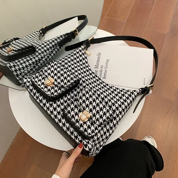 

с доставкой lattice Double Pocket Shoulder Bags for Women 2020 Trend Hand Bag Women's Branded Trending Luxury Travel Handbags
