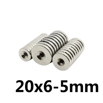 

20/30/50PCS 20x6-5mm N35 Permanent NdFeB Strong Magnets 20*6mm Hole 5mm Round Countersunk Neodymium Magnetic Magnet 20*6-5mm