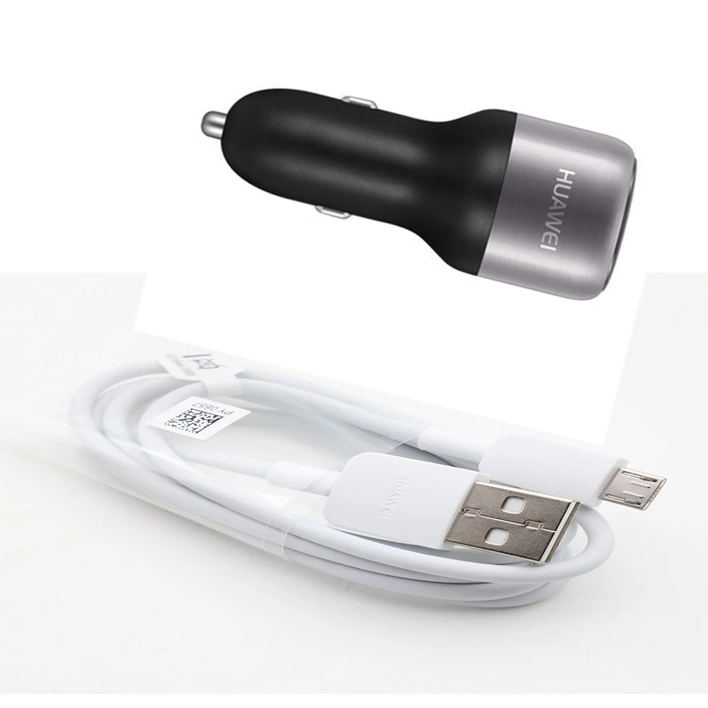 Оригинальное автомобильное зарядное устройство HUAWEI CP31 QuickCharge 9V 2A Max 18W Dual USB с кабелем типа C