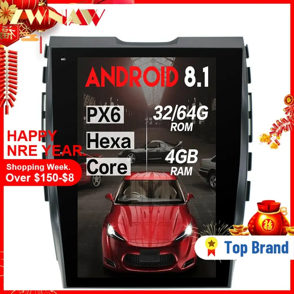 Автомобильный мультимедийный плеер PX6 4 + 64 Гб Tesla style Android 8 1 для Ford EDGE 2015 GPS