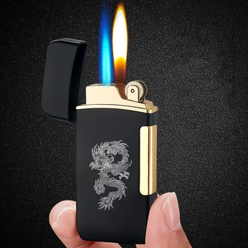 

Can switch between two flame metal inflatable lighters, creative windproof cigarette lighter, cigarette accessories