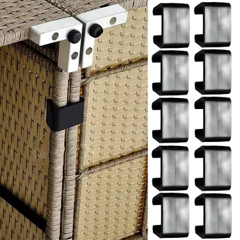 

10pcs Fixing Rattan Chair Clip Outdoor Patio Sectional Sofa Portable Practical Black Garden Home Connect Wicker Furniture Clips