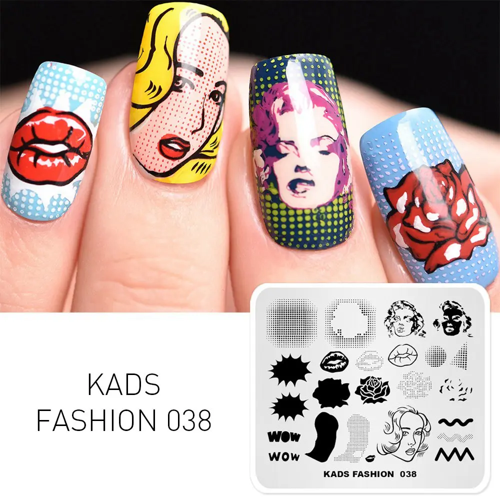 Fashion 038 KADS пластина для стемпинга для нейл-арта 63 дизайна модная серия маникюрные штамповочные пластины шаблон изображения ногтей штамп пластина шаблон для печати - Цвет: Fashion 038