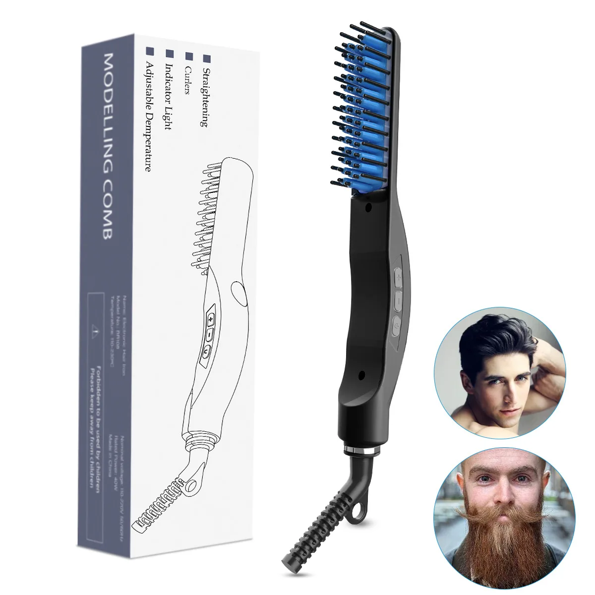 

Hot Selling LCD Men Straight Comb Multi-functional Hair Comb Beard Modeling Comb Does Not Damage Hair Straightener
