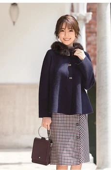 

2020 autumn and winter new Japanese sweet fox fur collar cape trumpet sleeve short coat jacket women