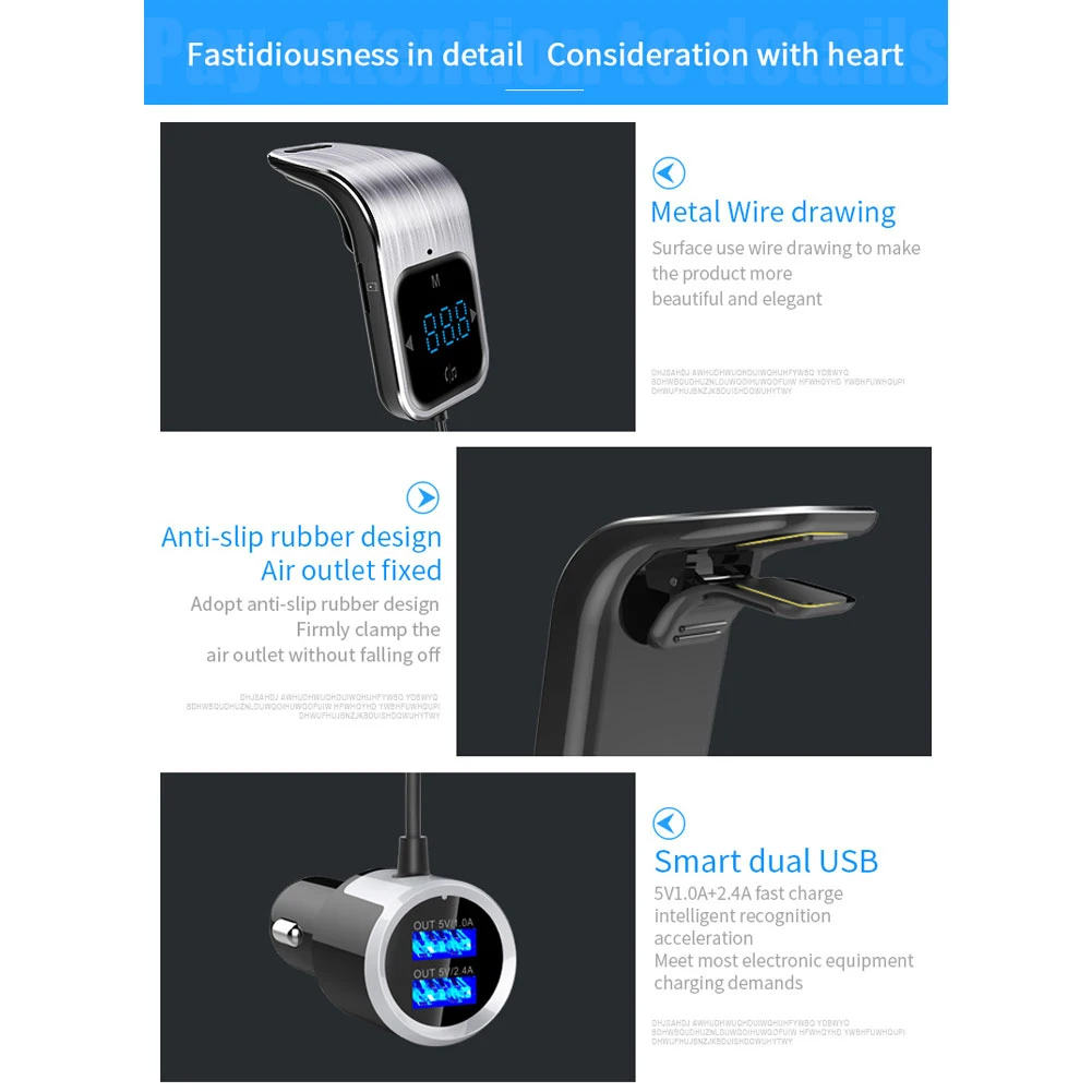 Bluetooth автомобильный fm-передатчик дисплей напряжения двойной USB зарядное устройство MP3 музыкальный плеер