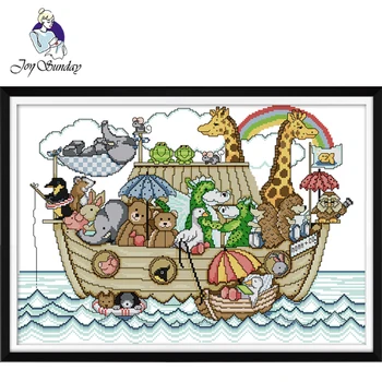 

Joy Sunday,Noah's Ark,cross stitch embroidery,Cartoon cross stitch pattern,cross stitch needlework,Animal pattern cross stitch