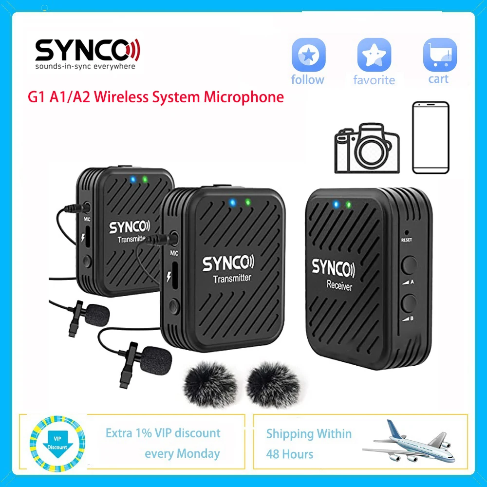 Беспроводной петличный микрофон Synco G1 A1 A2 система 2 4G для смартфонов ноутбуков
