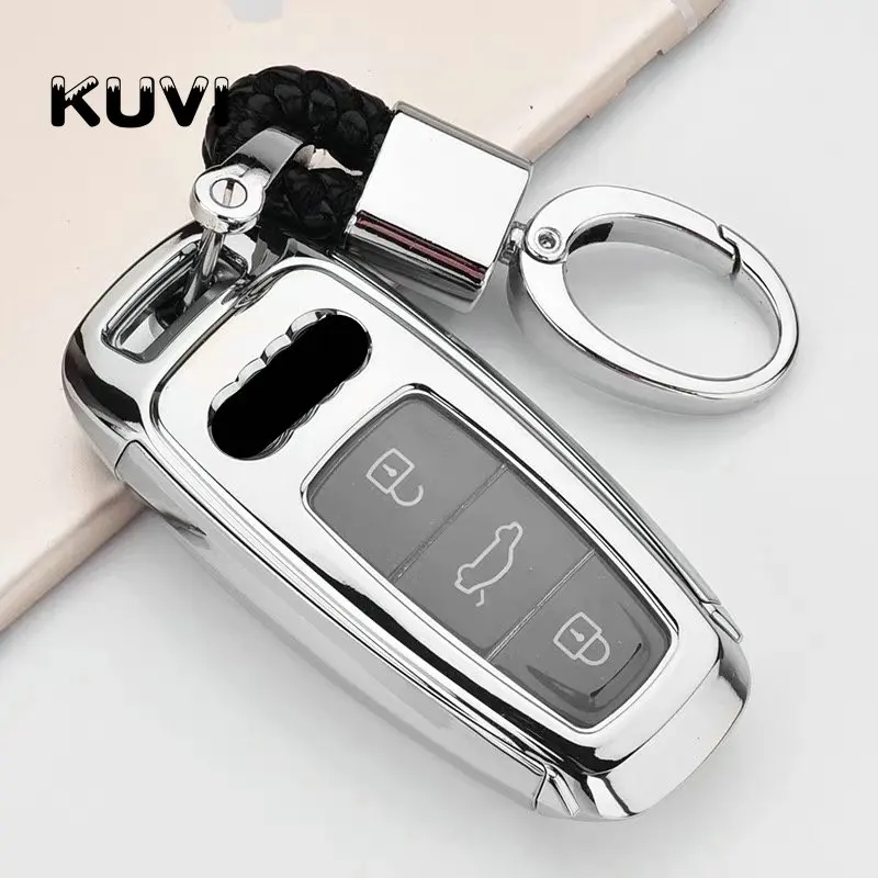 Высокое качество PC+ TPU чехол для ключей защитный чехол для AUDI A4L A6L A7 A5 A8 Q5 год чехол для ключей - Название цвета: silver with keychain