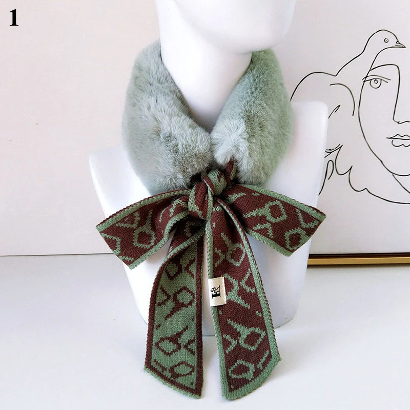 

Long Skinny Knitting Neck Collar Scarves 1PC Crochet Knitted Scarves Geometric Patterns Plush Scarf Female Faux Fur Neck Warmer