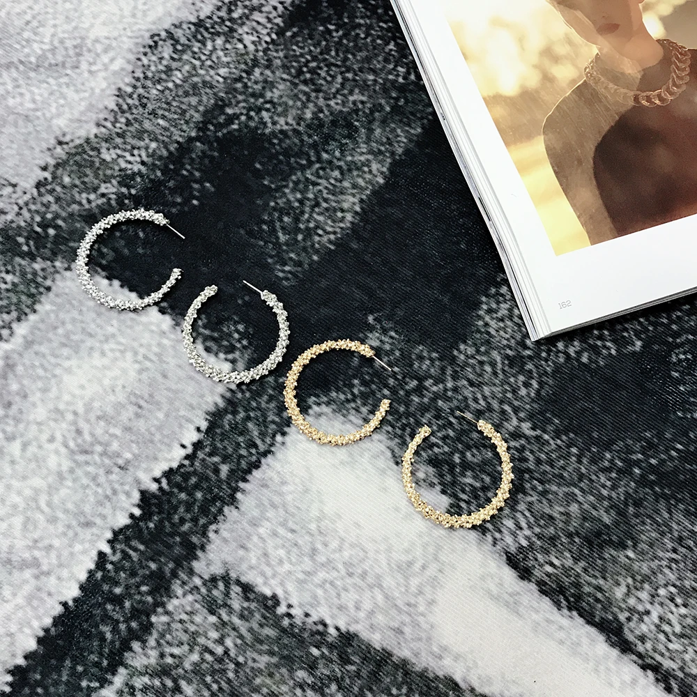 Стильные современные золотые круглые серьги для женщин большие тяжелые