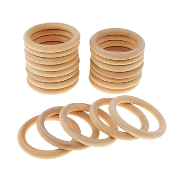 

20Pcs Natural Unfinished Wooden Rings Circle Pendant Connectors for DIY 80mm