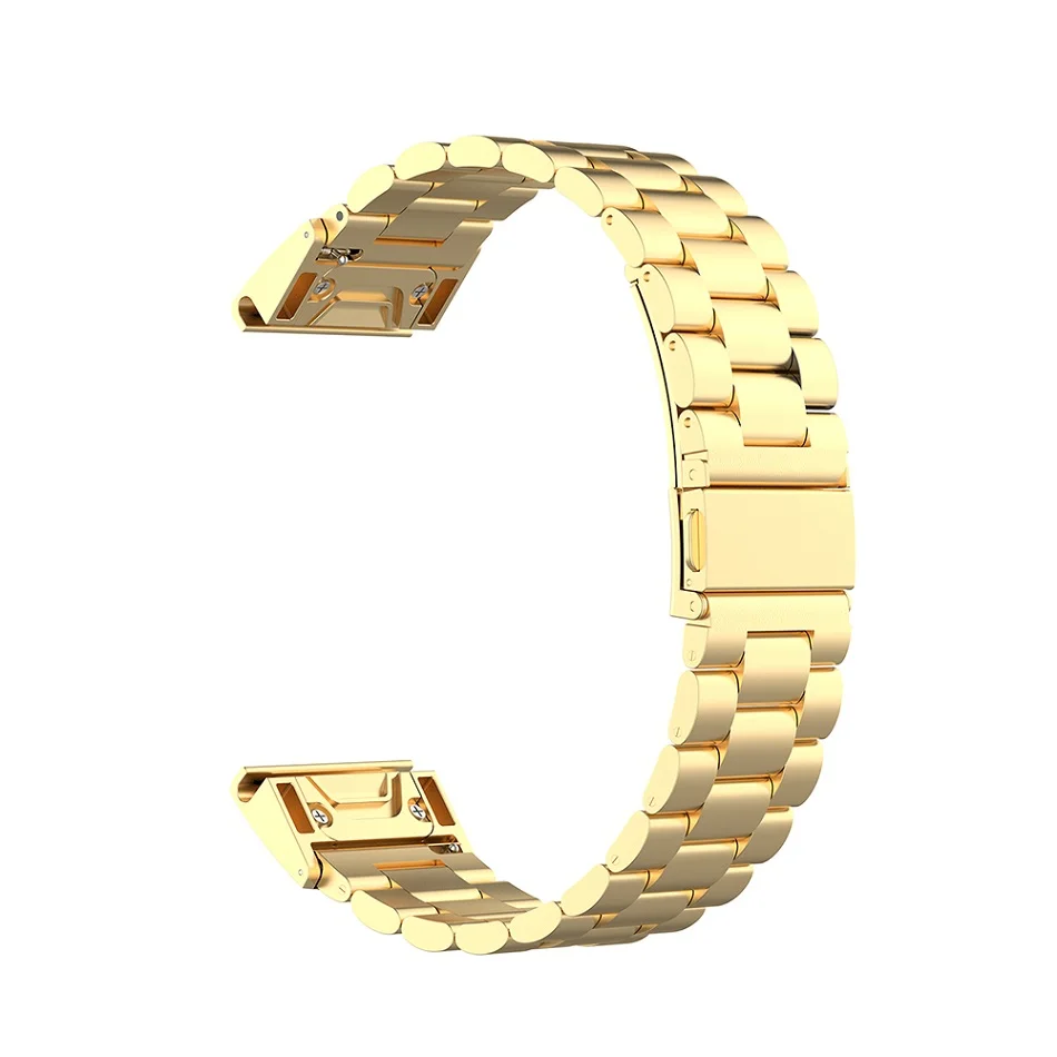 26 22 мм ремешок для часов из нержавеющей стали ремешок для часов Garmin Fenix 5 5X Plus 3 HR часы браслет из нержавеющей стали - Цвет: Золотой