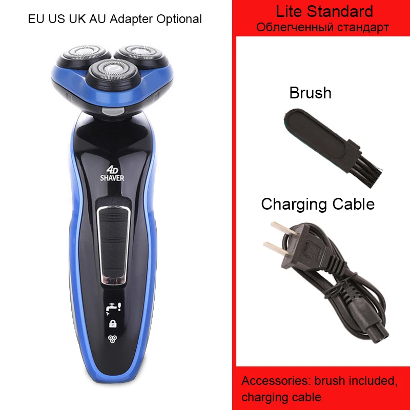 Standard 4D мужская электробритва, плавающая, водонепроницаемая, беспроводная, USB, перезаряжаемая, триммер для бороды, бритвенный станок для мужчин, подарок - Цвет: Standard