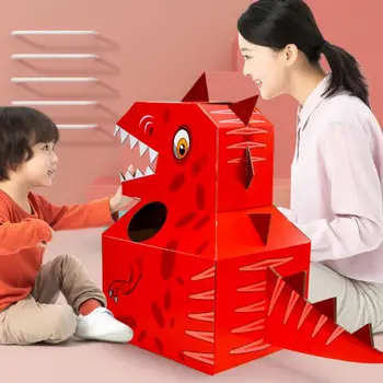 

Kids Wearable Dinosaur Cardboard Box DIY Handmade Puzzle Toys Cosplay Costume