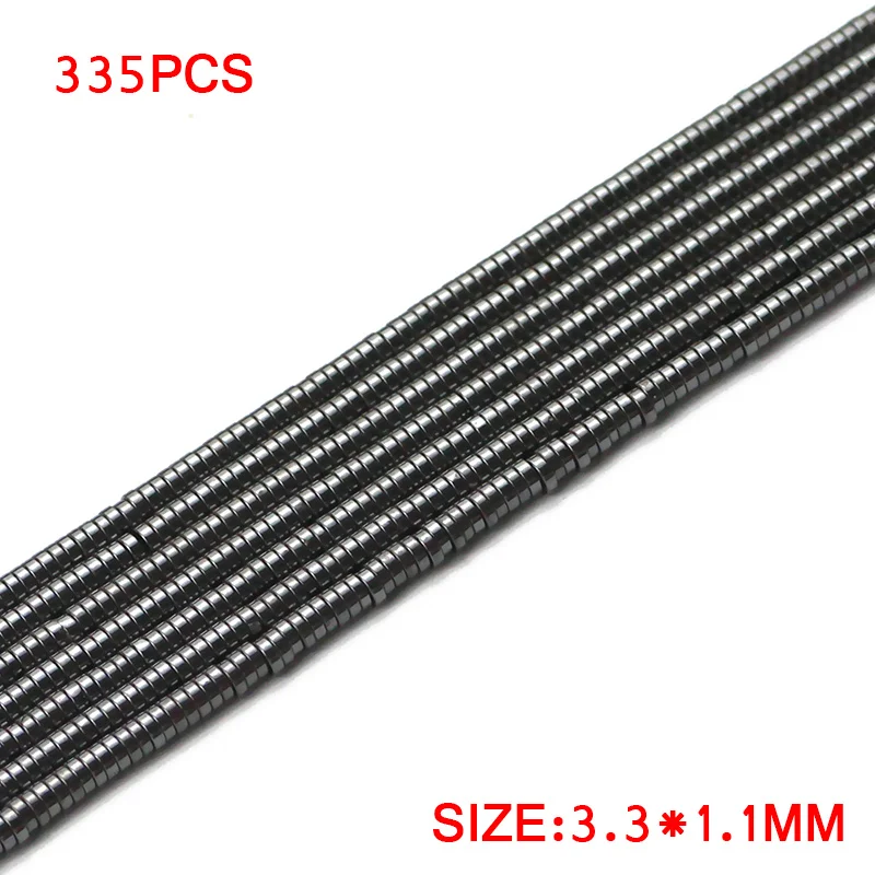3.3x1.1mm 335pcs JHNBY 2~ 8 мм Плоская Круглая монета черный гематит натуральный камень разделитель свободные бусины для изготовления ювелирных изделий 15," Diy Браслеты Аксессуары - Цвет: 3.3x1.1mm 335pcs