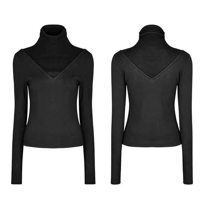 Сексуальные женские рубашки с длинным рукавом в стиле панк фальш вставкой и