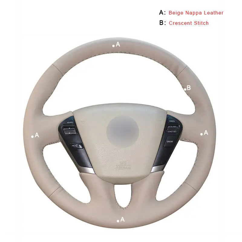 Top Layer Leather Авто оплетка на рулевом колесе Крышка для Nissan Teana 2008-2012 Мурано 2009- Quest 2011- интерьер DIY автомобиль плетение - Название цвета: Top Layer Leather