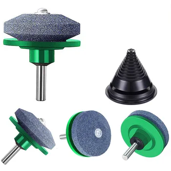 

Lawn Mower Blade Sharpener 4 PCS Universal Lawnmower Sharpener and Balancer Set for Power Drill Hand Drill for Garden Courtyard