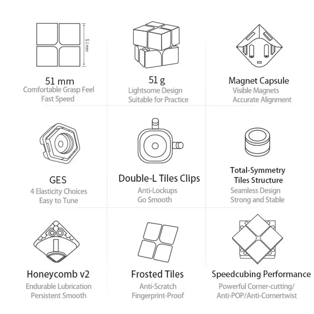 GAN251 M 2x2x2 Магнитный магический куб GAN 251 M 2x2 Магнитный скоростной куб GAN 251 M Magic cubo gans 2x2x2 Cube GAN251M