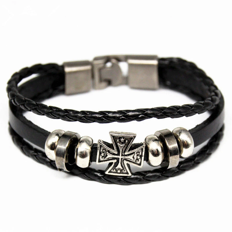 Мужской винтажный кожаный браслет с изображением совы и Иисуса|jesus bracelet|leather
