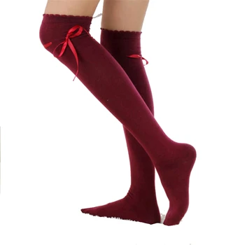 

Knee Socks Lolita Girls Stockings With Bows Hold-ups Lady Over the Knee Thigh High Socks