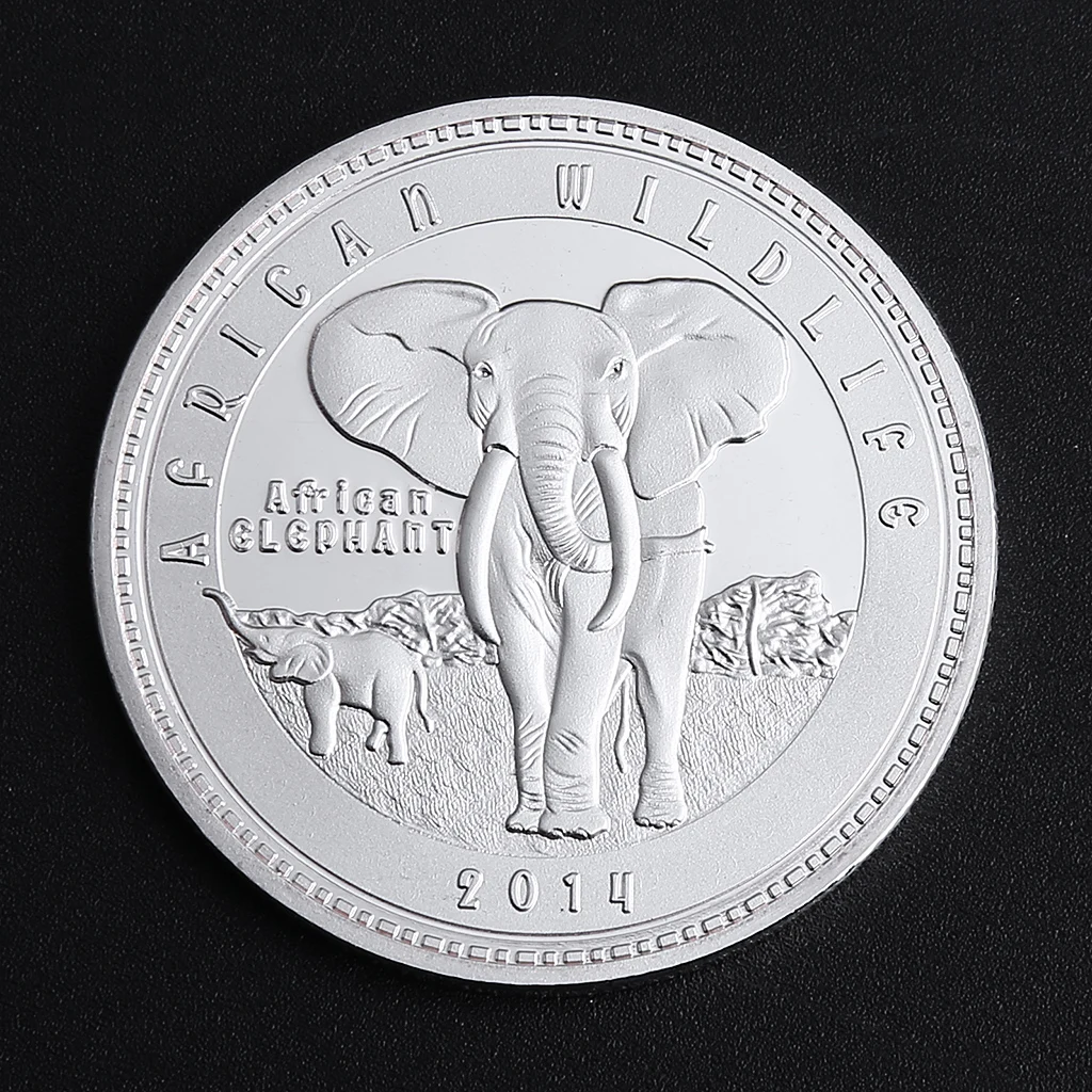 African Souvenir Coin Zambia Wildlife Elephant Silver Plated Animal Copy Rare Metallic Coin Collection