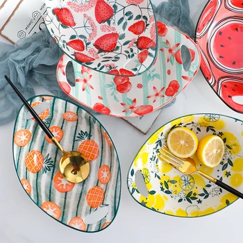 

Afternoon Tea Ceramic Plate Lemon Plate Fruit Snack Salad Dessert Hot Dish Glazed Dessert Snack Restaurant Plate Dinner Flower
