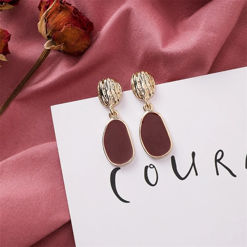 Женские Геометрические серьги винного цвета Винтажные в форме сердца с